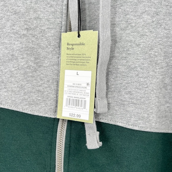 Goodfellow & Co Mens Color Blocked Green and Gray Jacket Hoodie Size Large NWT - Picture 4 of 7